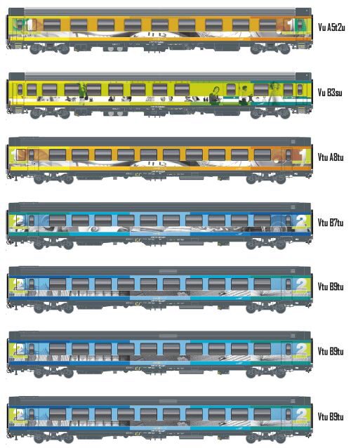 L.S. Models MW2401 7er Set Personenwagen VTU SNCF, Ep.VI, TEOZ, Innenbeleuchtung